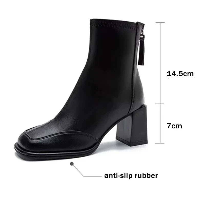 Clarinda | Square-Toe Block Heel Boots