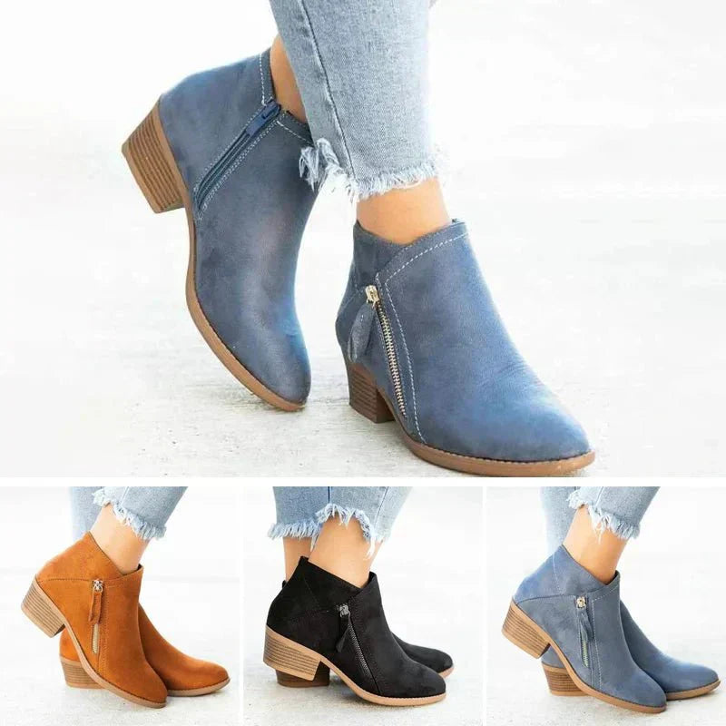 Avenya | Side-Zip Leather Ankle Boots