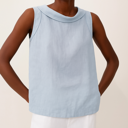 Thalia | Sleeveless Roll Collar Top