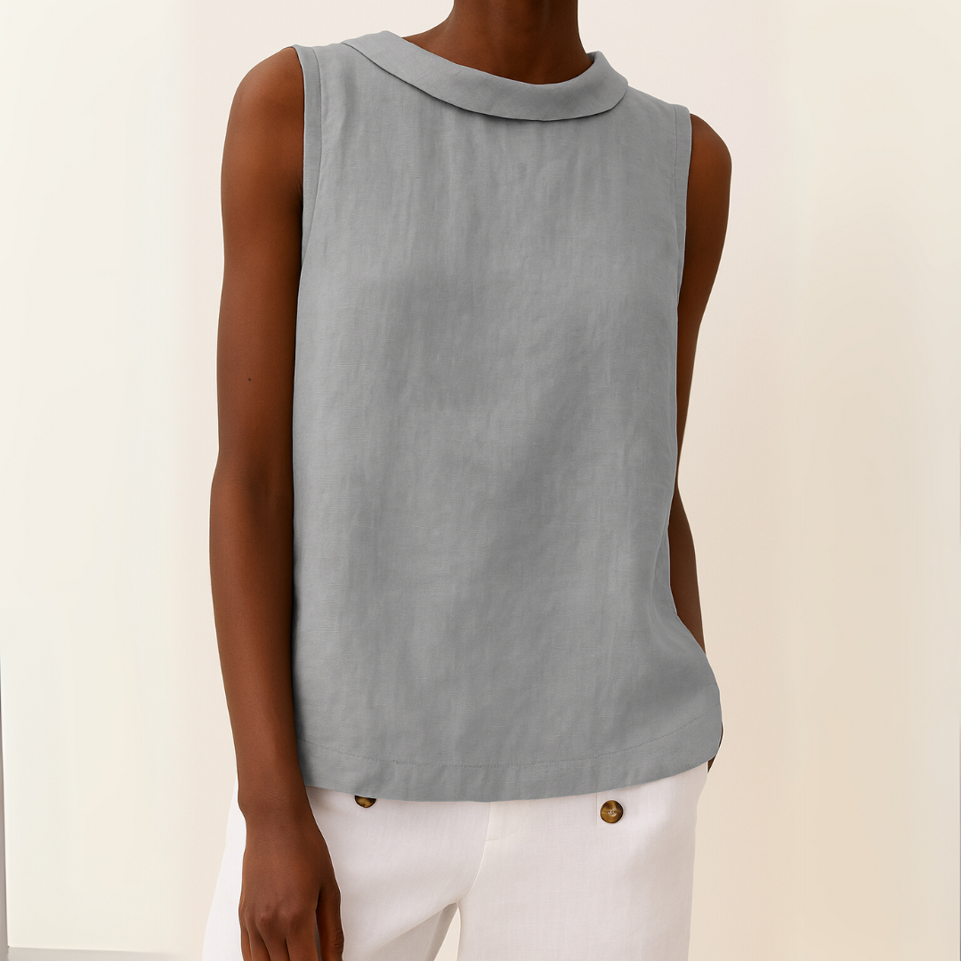 Thalia | Sleeveless Roll Collar Top