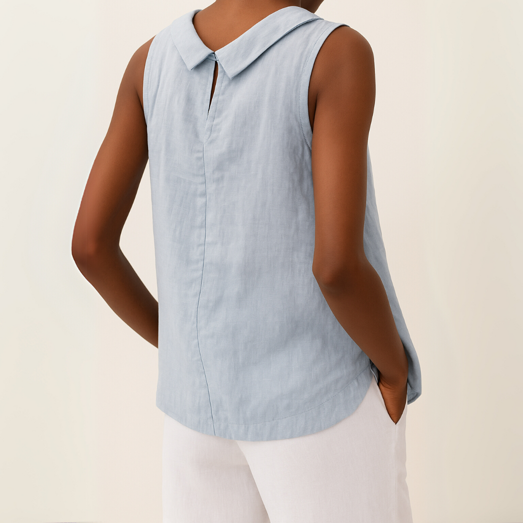 Thalia | Sleeveless Roll Collar Top
