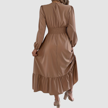 Isola Lane | Navy Ruffled Hem Midi Dress