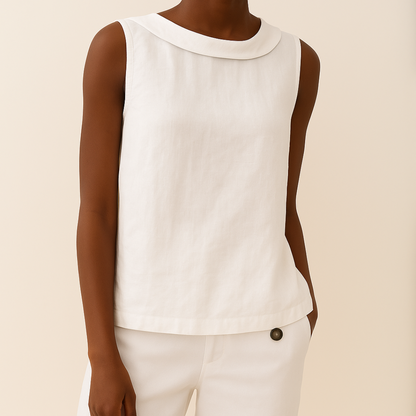 Thalia | Sleeveless Roll Collar Top
