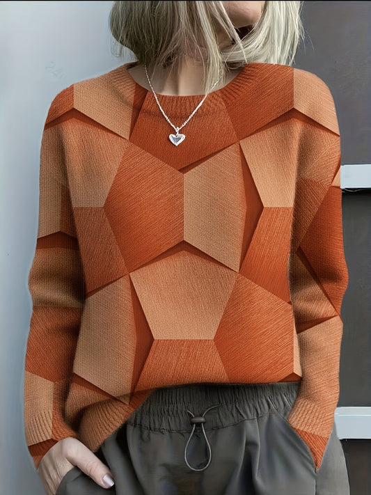 Lavinia | Knit Sweater with Geometric 3D Pattern