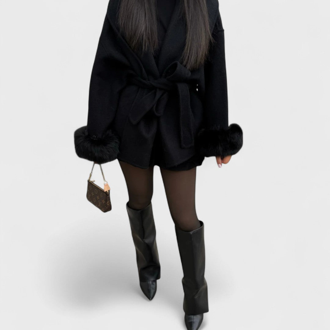 Aurelle | Wool Coat with Faux Fur Detail