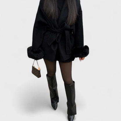 Aurelle | Wool Coat with Faux Fur Detail
