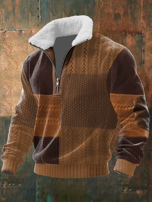 Ragnar - Zip-Up Sweater with a High Fur-Trimmed Collar
