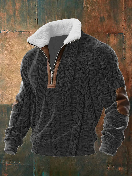 Oswin – Zip-Up Sweater with a High Fur-Trimmed Collar