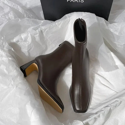 Ivyra | Square-Toe Warm Ankle Boots