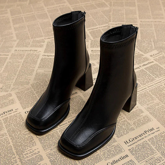 Clarinda | Square-Toe Block Heel Boots