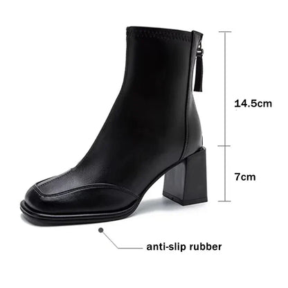 Clarinda | Square-Toe Block Heel Boots