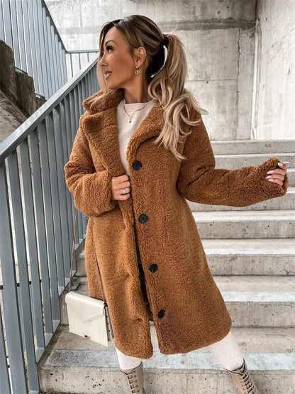 Moira | Teddy Plush Button-Up Coat