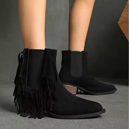 Olivine | Fringe Suede Ankle Boots