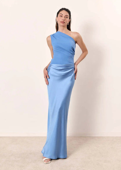 Aleida | One-Shoulder Satin Maxi Dress