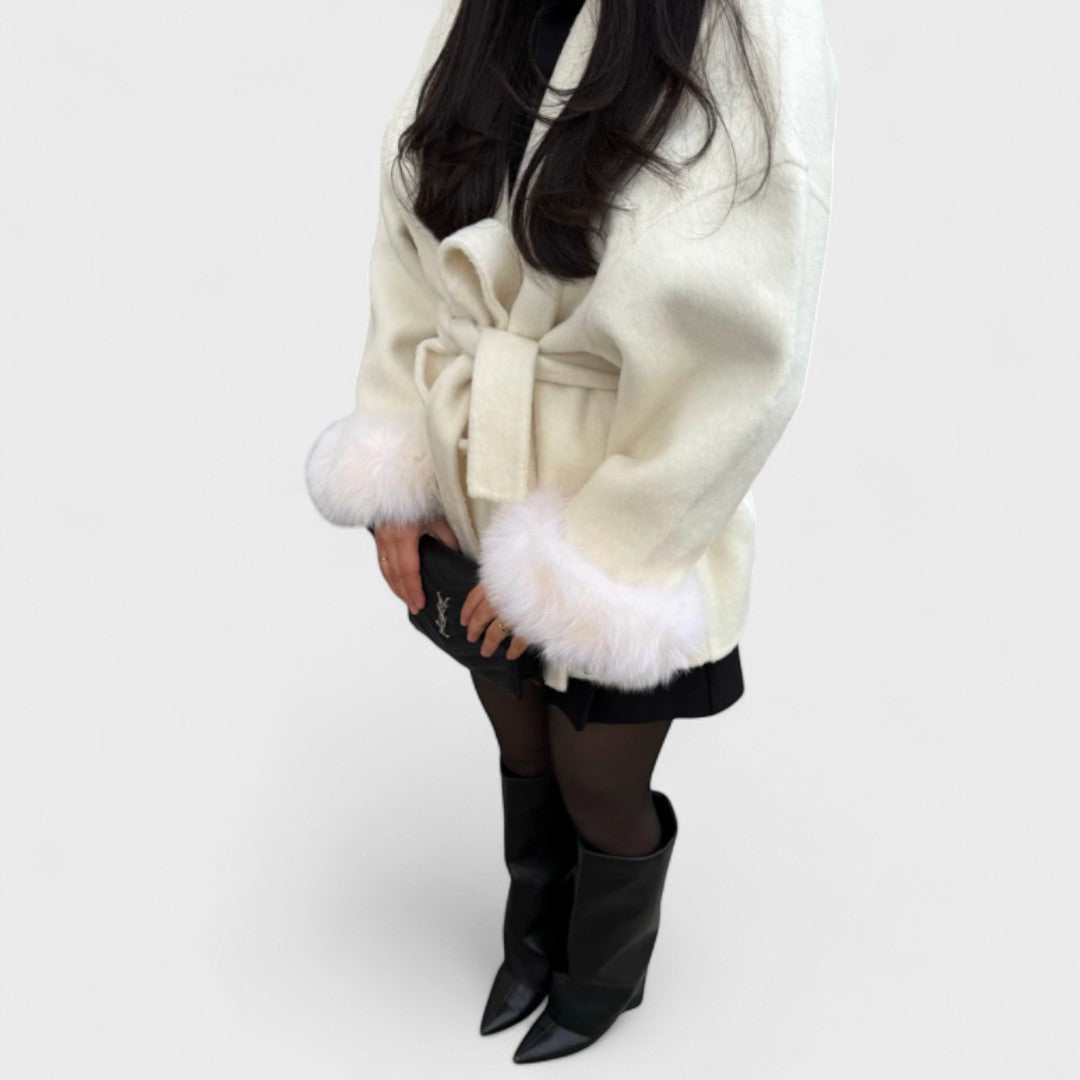 Aurelle | Wool Coat with Faux Fur Detail