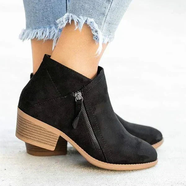 Avenya | Side-Zip Leather Ankle Boots